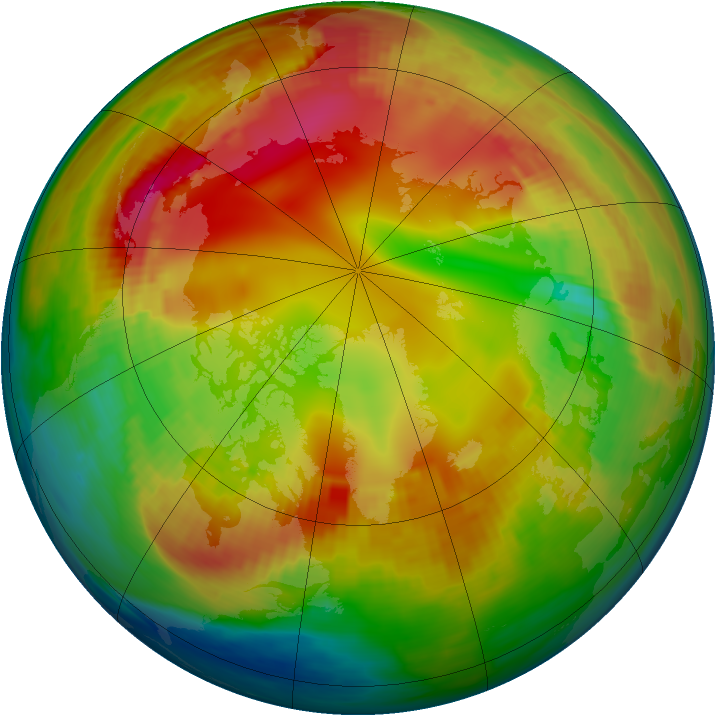 Arctic ozone map for 31 January 1991